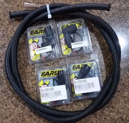 Lot of 5 new earls earl&#039;s an fittings -6 ano-tuff swivel seal black cloth hose