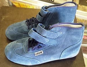 Crow racing - mid top suede driving shoes -  sfi 3-3/5  blue / size 12