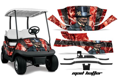 Club car precedent golf cart graphic kit wrap parts amr racing decals hatter red