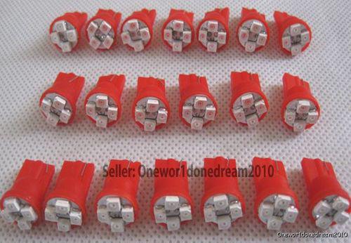 20pcs super t10 4smd led reading plate license wedge light bulbs 168 194 red