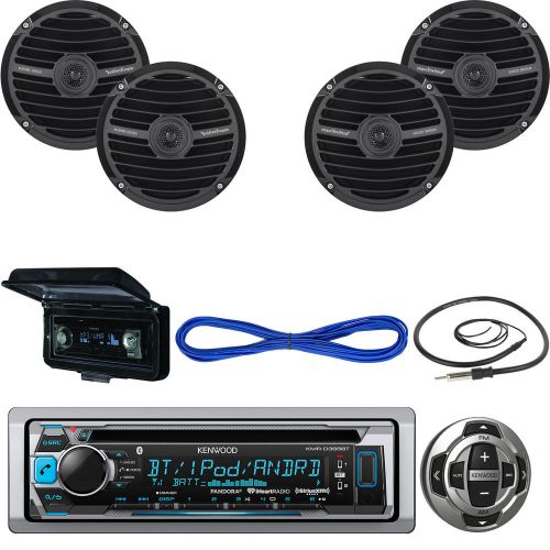 Kenwood cd boat bluetooth radio/remote,6.5&#034; marine speakers/wires,antenna, cover