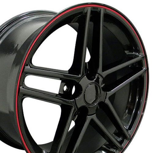 One 18&#034; black c6 style wheel red line fits corvette camaro ss firebird ta b1w