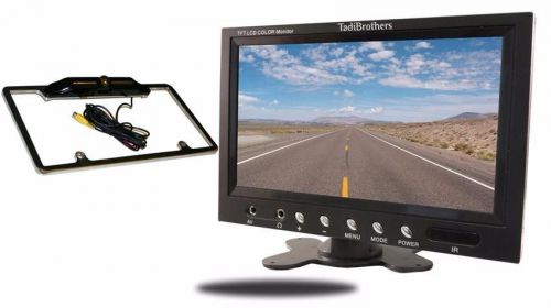 7-inch monitor with black license plate wired backup camera