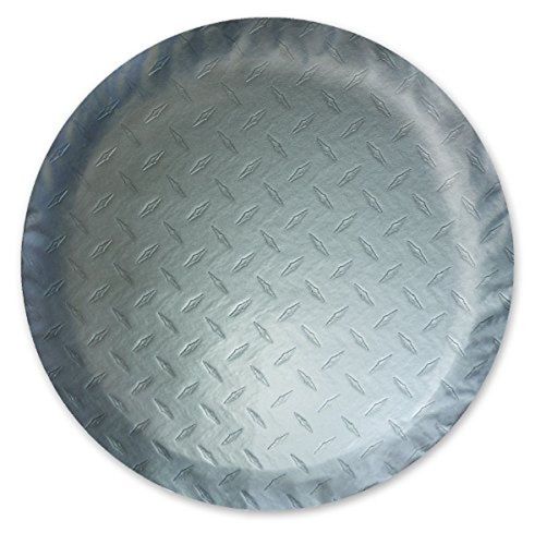 Adco 9757 silver diamond plated steel vinyl spare tire cover j (fits 27&#034; diam...