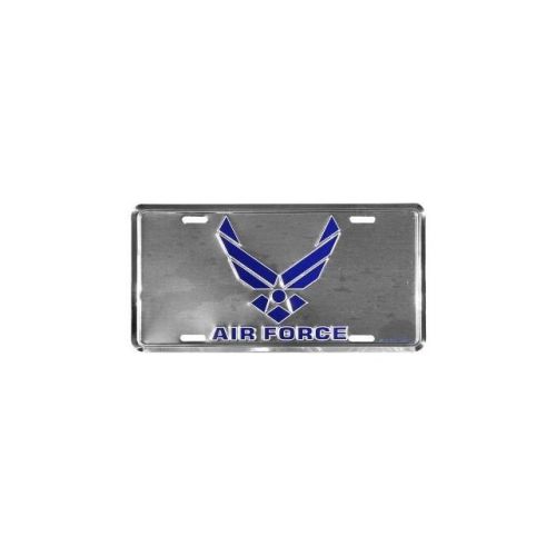 Air force wing logo on chrome license plate - laf38