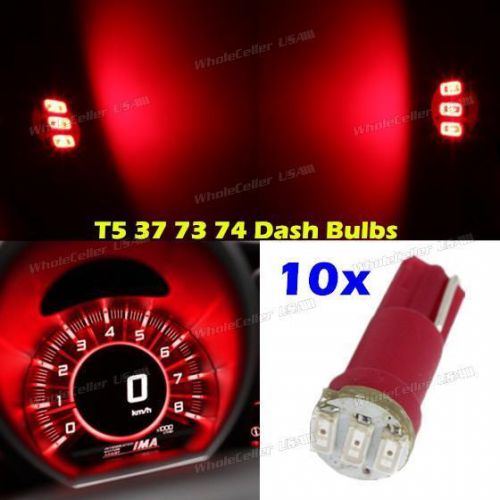 10x red led 3 smd instrument dash speedo light bulbs t5 37 73 2721