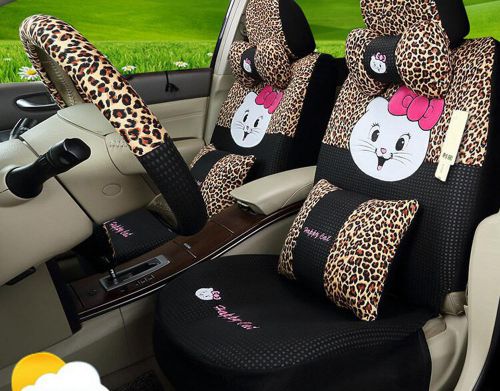 20ps new cartoon happy cat set car seat cover universal car-covers leopard grain