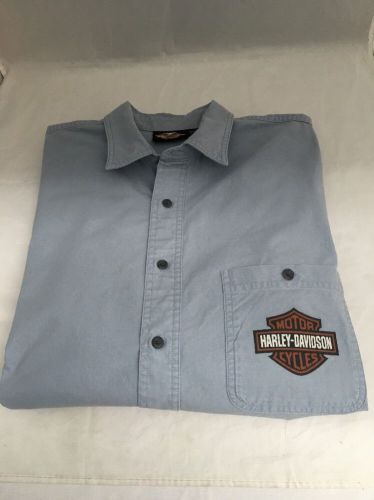 Harley davidson shirt short sleeve size large pocket light blue