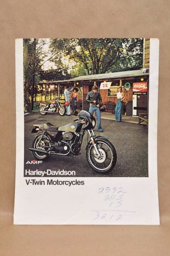 Vtg 1977 amf harley davidson v twin motorcycle brochure fx flh xl xlcr racer