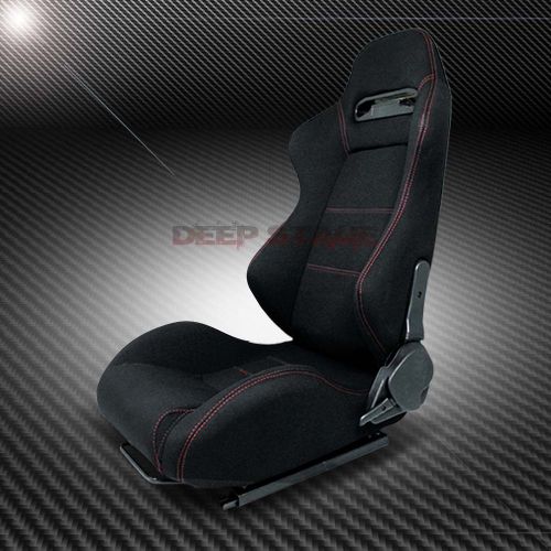 Type-r red stitches black sports style racing seats+mounting slider driver side