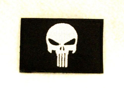 Punisher skull silver on black small badge for biker vest motorcycle patch