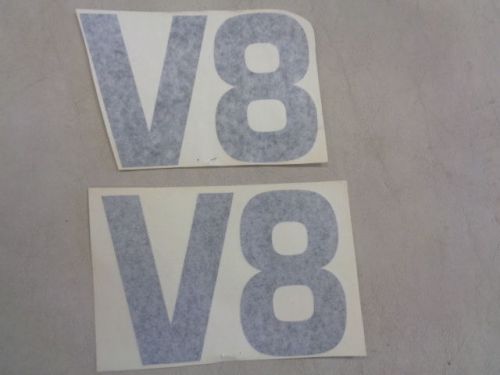 V8 decal pair ( 2 ) gray 5 7/8&#034; x 4 1/8&#034; marine boat