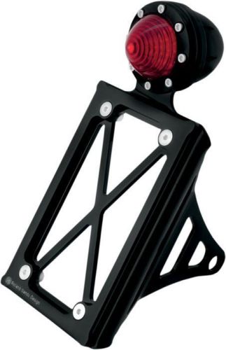 Rsd vert shock license plate mount w/led taillight black red harley xl883c 99-09