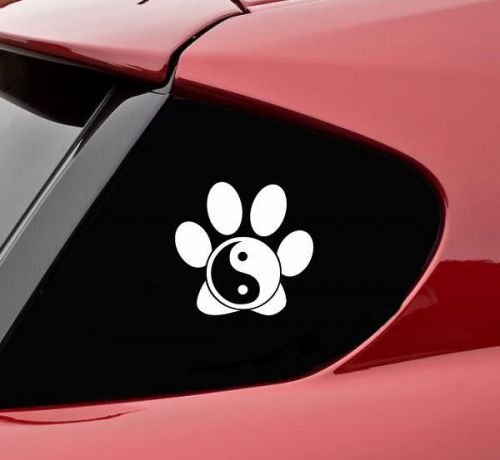 Dog pet paw print yin yang vinyl decal sticker bumper funny cute chihuahua lab