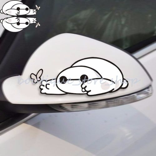 S size 2pcs baymax cartoon rearview mirror door random body car stickers decals