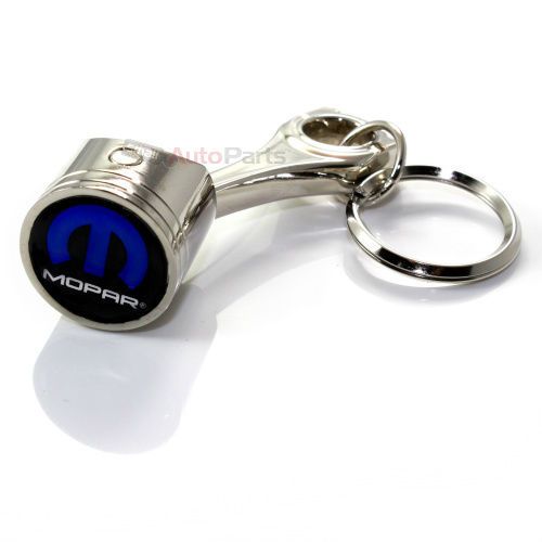 Mopar logo chrome metal piston key chain ring - for jeep dodge chrysler fans