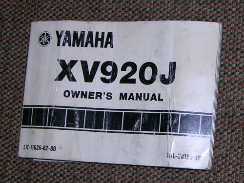 Yamaha virago xv920j owner&#039;s manual 1982