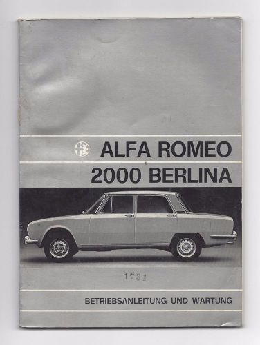 Alfa romeo 2000 berlina 7/1971 betriebsanleitung