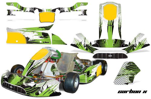 Amr racing graphic sticker kit tony kart venox parts accessories carbon x green