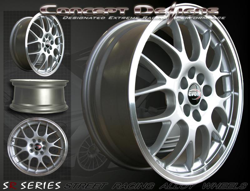 17" evoke™ m5 wheels rims universal 8h / 4 lug silver