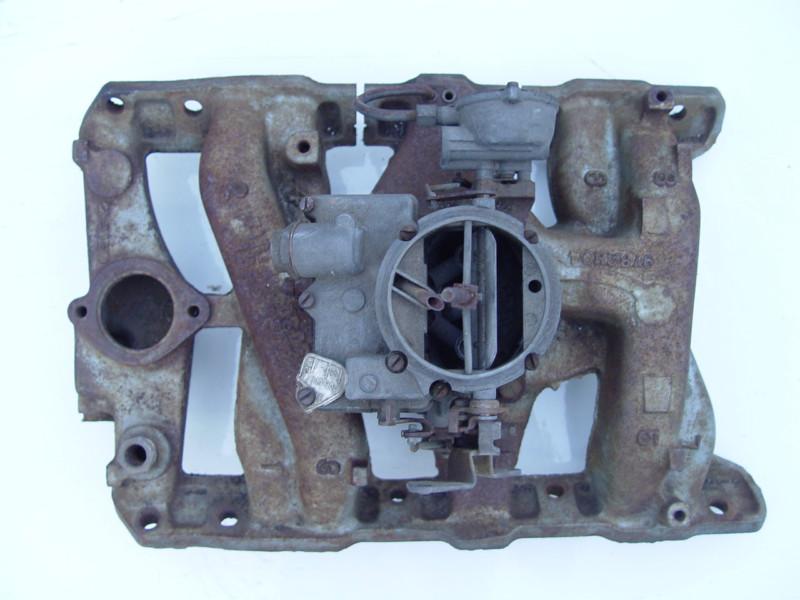 Pontiac v-8 2 barrel intake manifold and carburetor part  # 9782894