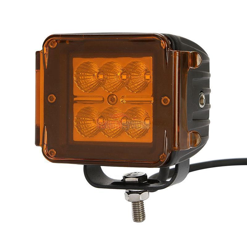 18w cree led work light bar offroad atv 4wd truck boat +2.87"  amber light cover