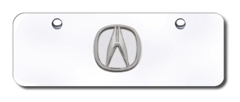 Acura logo "no fill" chrome on chrome mini-license plate made in usa genuine
