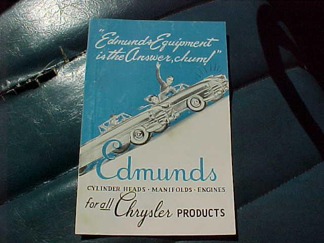 1952 edmunds hi speed performance equp chrysler mopar color sales panel brochure