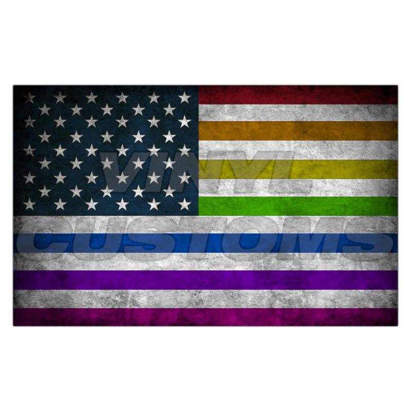 5" american rainbow flag decal sticker coexist equality pride a+