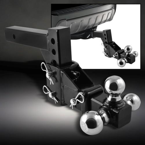 3-ball adjustable vertical travel solid 2" shank swivel tri-ball tow hitch mount