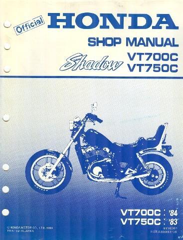 Honda shop manual for shadow vt700c ('84) & vt75c ('83) motorcycles