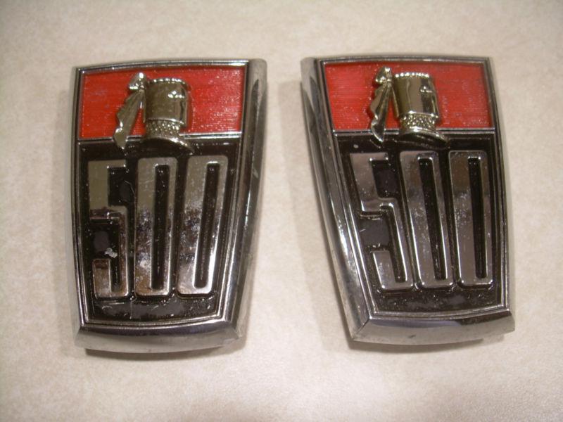 Pair of vintage 60's dodge 500 body emblems w/ knight