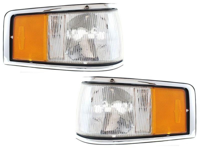 Corner light lamp lens & housing pair set (driver & passenger side, qty 2)