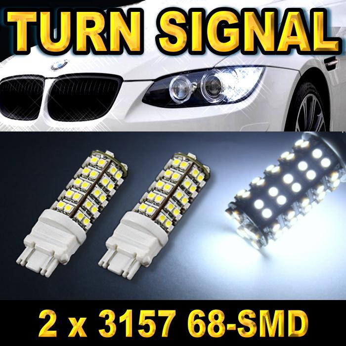 2x 3157 68-smd led front turn signal light bulbs 3057 3157 3357 3457 4157 white