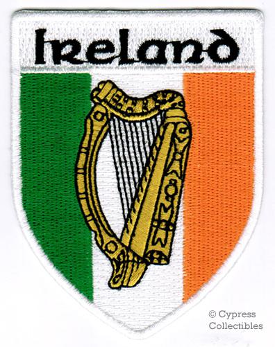 Irish heritage biker patch - ireland shield flag shield harp shield coat arms