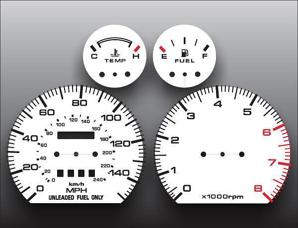 1988-1992 mazda 626 instrument cluster white face gauges