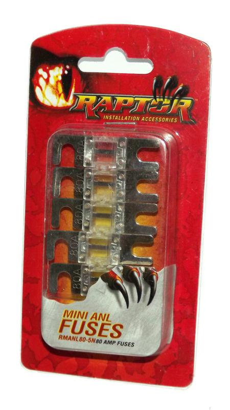 Raptor 80 amp mini anl fuses - 5 pack high powered mobile audio video rmanl80-5n