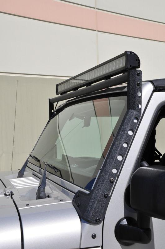 Steel light bar jeep wrangler jk black windshield mount bracket led xrc 50"