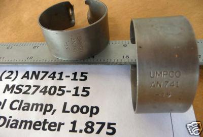 Aircraft hardware (2) new surplus loop steel clamp an741-15