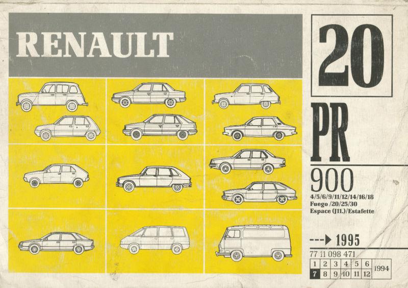 -1995 renault all models spare parts catalogue (20 pr 900)