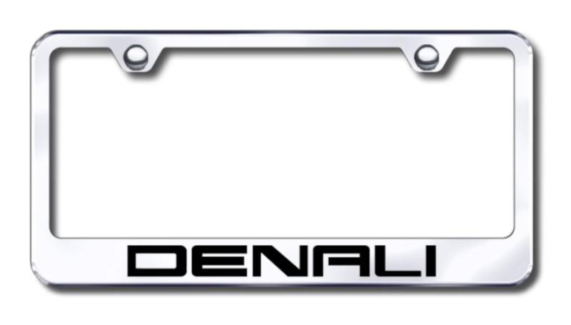Gm denali  engraved chrome license plate frame -metal made in usa genuine