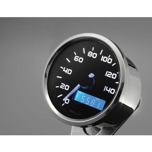 Daytona 2.4" electronic mini speedometer gauge w/ white illumination for harley
