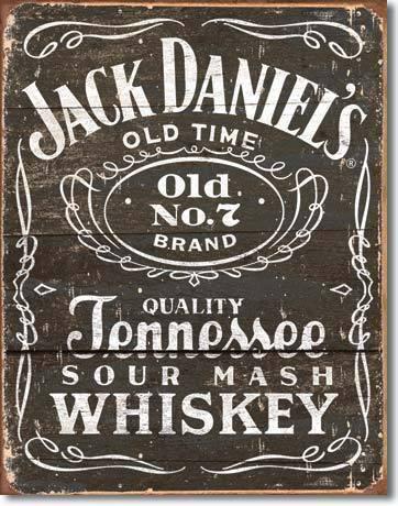 Jack daniels whiskey woodcut logo tin sign bar rec room man cave old no. 7
