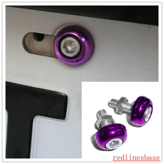 Purple   2 pieces plating license plate screws bolts
