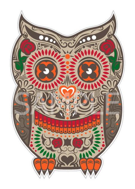 Sugar skull colorful owl decal day of the dead sticker new