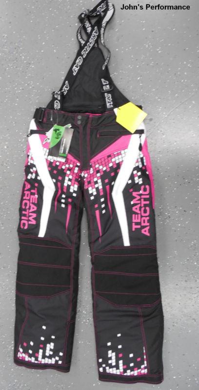 Ladies pink team arctic cat snowmobile pants bibs s xl 5221-301 5221-306 womens