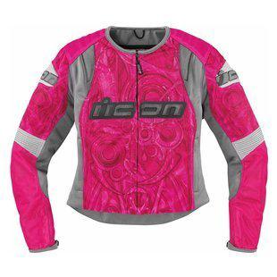 New icon women's overlord sportbike sb1 rose motorcycle jacket size:  xs-xl
