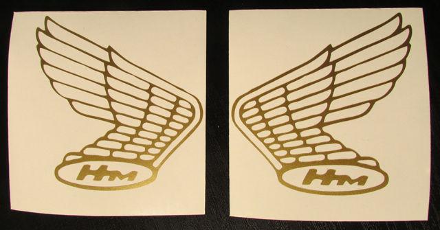 Honda cb vintage tank/body gold metallic 3" wings vinyl sticker decals! - (2)