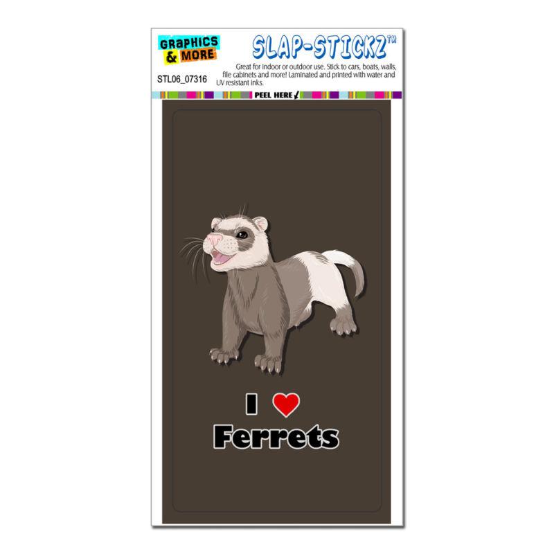 I love heart ferrets brown - ferret pet - slap-stickz™ window bumper sticker
