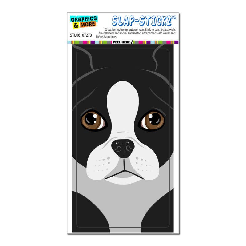 Boston terrier dog pet full face - slap-stickz™ car window locker bumper sticker